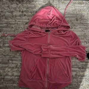 Pink velour zip up hoodie